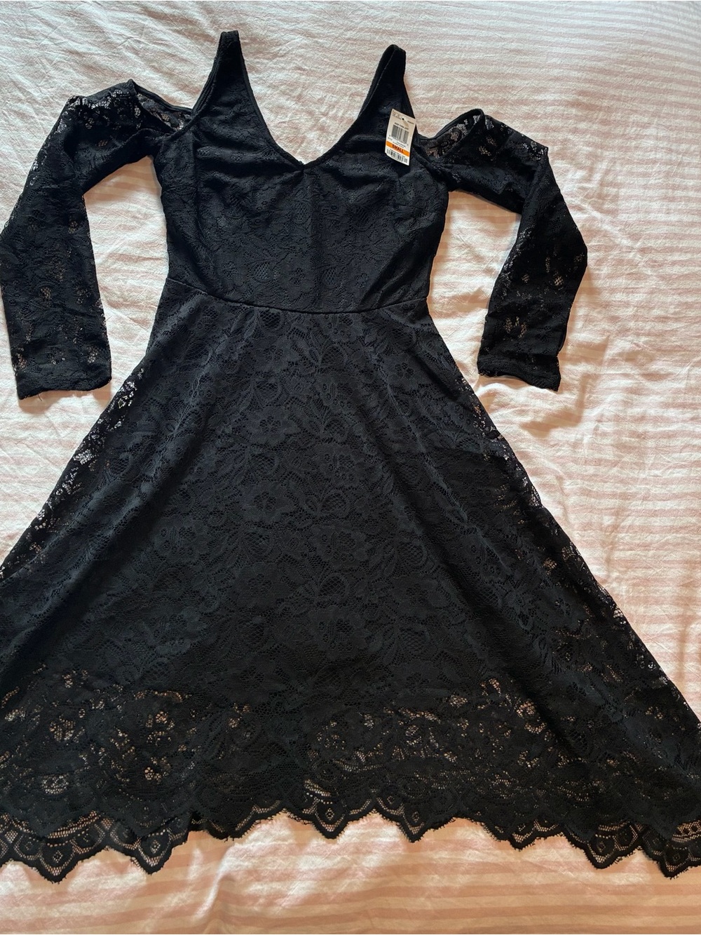 American Rag Black Lace Long Sleeve A-Line Dress